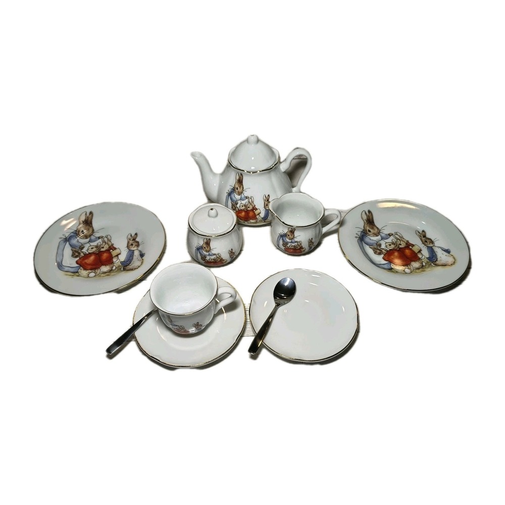 Reutter Porzellan Beatrix Potter Peter Rabbit 2-Setting Miniature Tea Set German